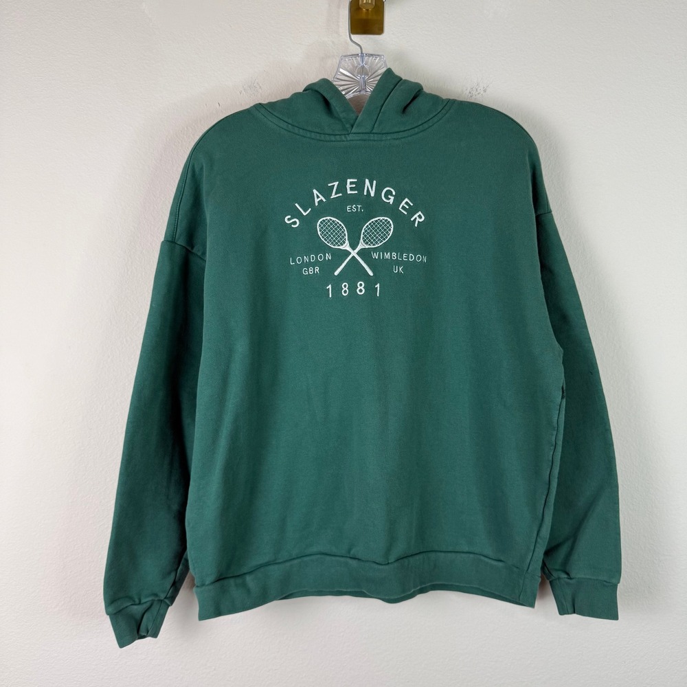 Slazenger Hoodie Womens 6 Green Wimbledon 1881 Graphic Pullover Sweatshirt